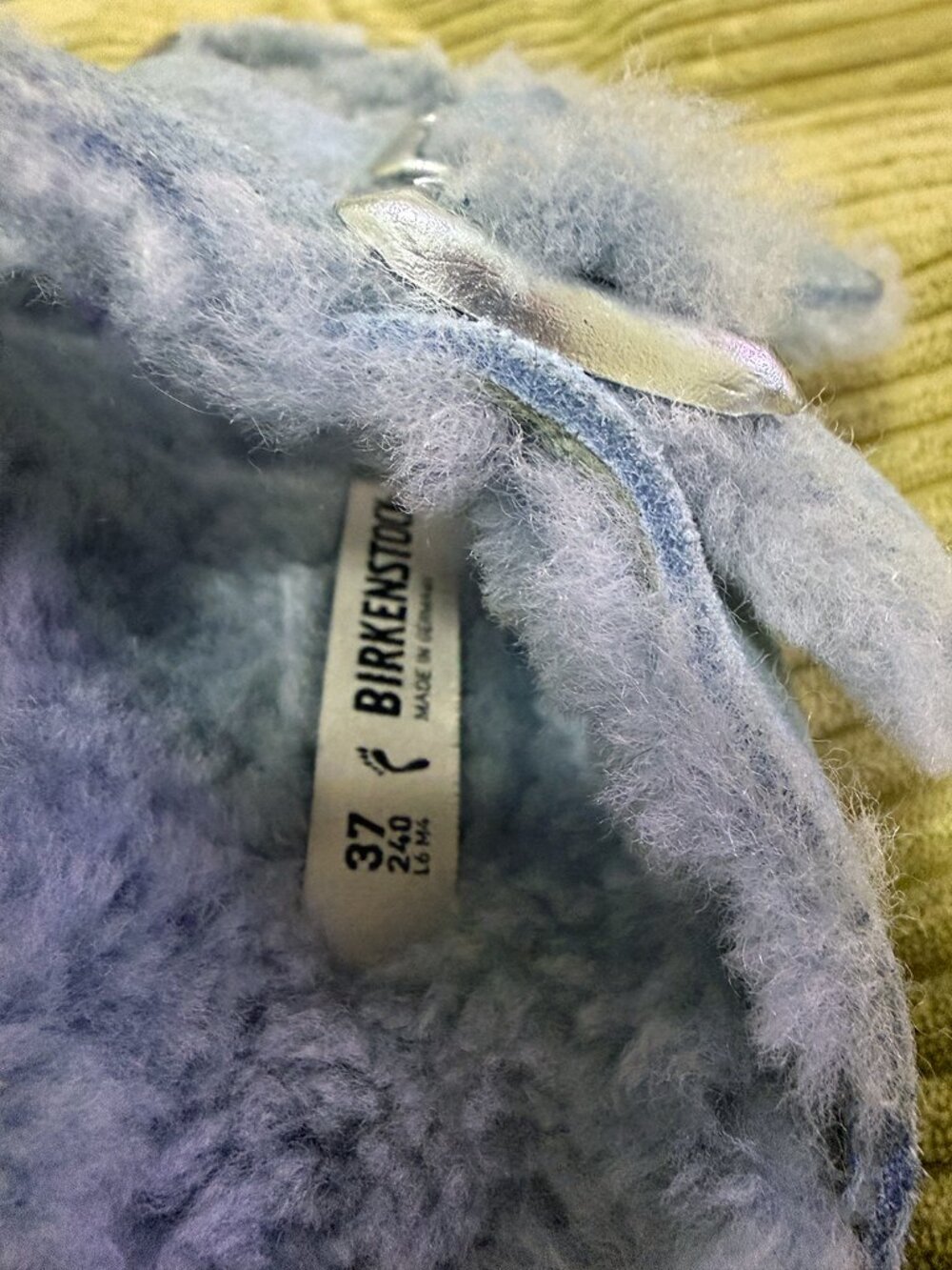 Birkenstock Arizona Shearling Suede Leather Light Blue - Size 37 - Picture 2 of 10